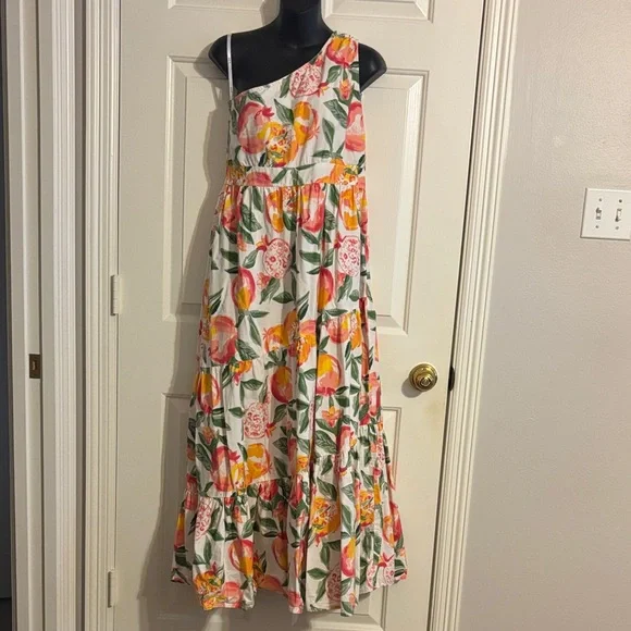 L.O.V. by Westside One Shoulder Maxi Pomegranate Dress Size S - Picture 4 of 9